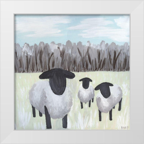 Paint Splotch Sheep White Modern Wood Framed Art Print by Bryan, Kathleen
