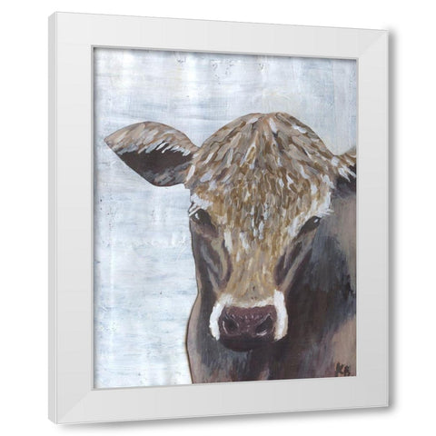 Brown Cow White Modern Wood Framed Art Print by Bryan, Kathleen