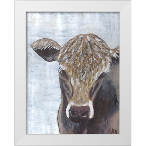 Brown Cow White Modern Wood Framed Art Print by Bryan, Kathleen