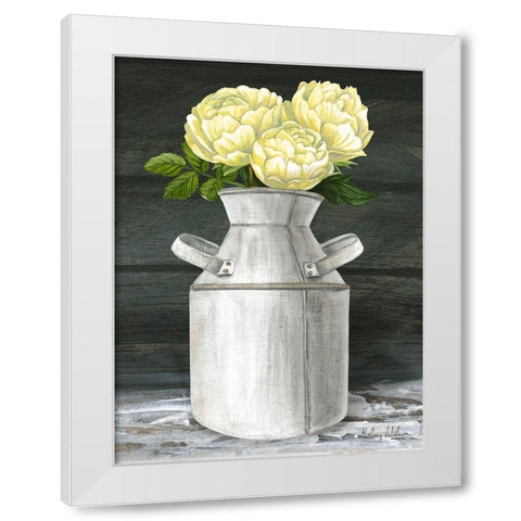 Farmhouse Garden IV-Peonies in jug White Modern Wood Framed Art Print by Wilson, Kelsey