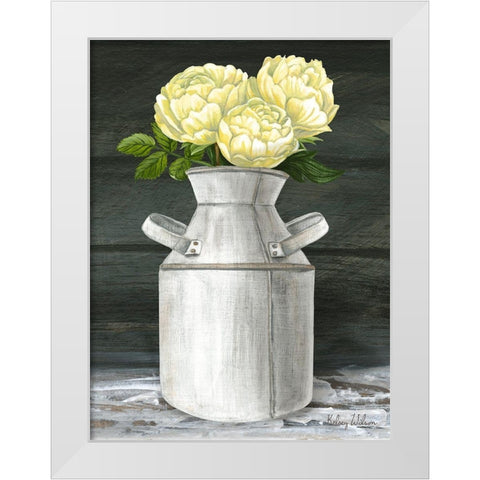 Farmhouse Garden IV-Peonies in jug White Modern Wood Framed Art Print by Wilson, Kelsey