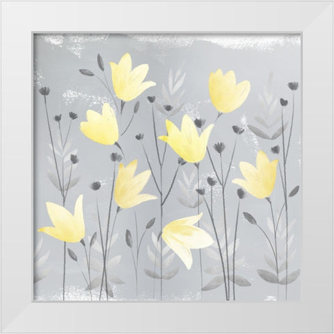 Soft Nature yellow And grey III White Modern Wood Framed Art Print by Northern Lights