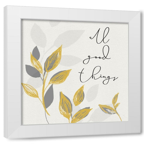 Botanical  Inspiration yellow gray I-Good Things White Modern Wood Framed Art Print by HM Design