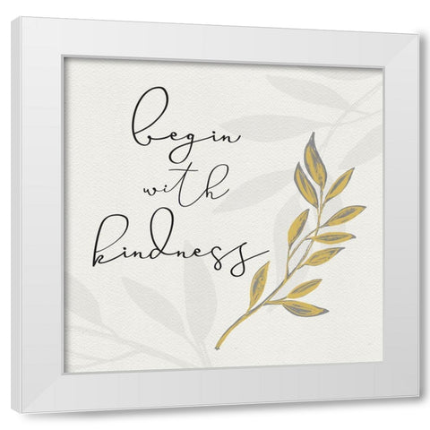 Botanical  Inspiration yellow gray II-Kindness White Modern Wood Framed Art Print by HM Design