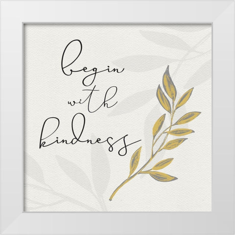 Botanical  Inspiration yellow gray II-Kindness White Modern Wood Framed Art Print by HM Design