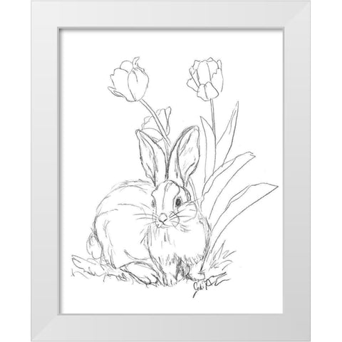 Bunny  Sketch Tulip White Modern Wood Framed Art Print by Augustine, Jodi