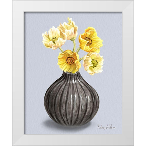 Poppies  in Vase I White Modern Wood Framed Art Print by Wilson, Kelsey