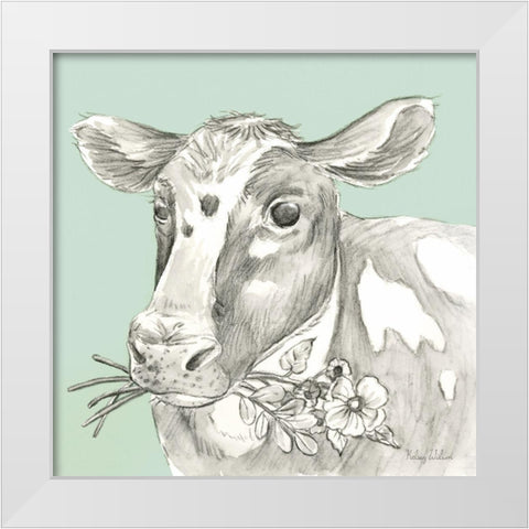 Watercolor  Pencil Farm color II-Cow White Modern Wood Framed Art Print by Wilson, Kelsey
