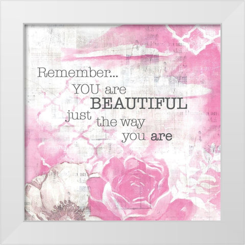 Textured  Sentiment pink I White Modern Wood Framed Art Print by Lee C