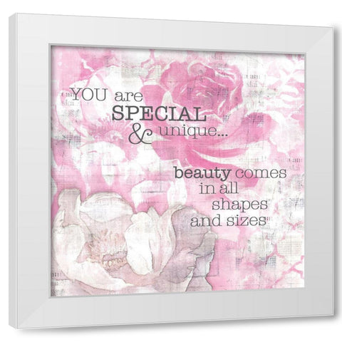 Textured  Sentiment pink II White Modern Wood Framed Art Print by Lee C
