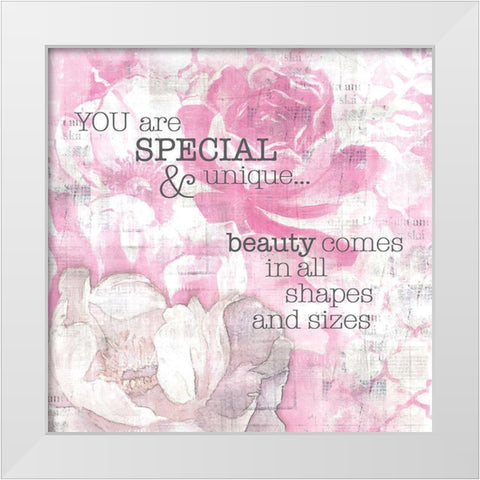 Textured  Sentiment pink II White Modern Wood Framed Art Print by Lee C