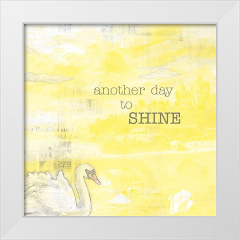 Textured  Sentiment yellow I White Modern Wood Framed Art Print by Lee C