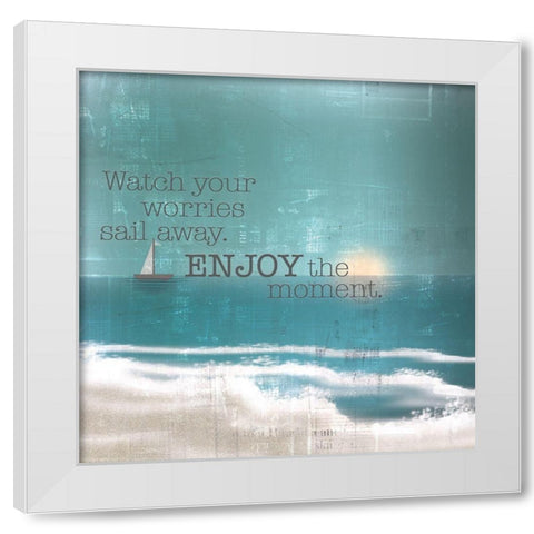 Textured  Sentiment beach II White Modern Wood Framed Art Print by Lee C