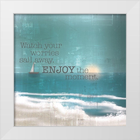 Textured  Sentiment beach II White Modern Wood Framed Art Print by Lee C