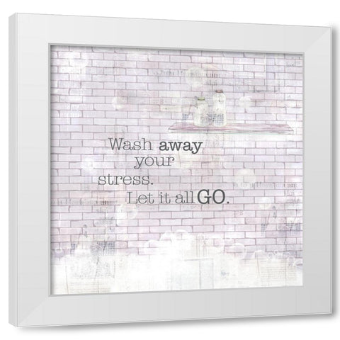 Textured  Sentiment bath II White Modern Wood Framed Art Print by Lee C