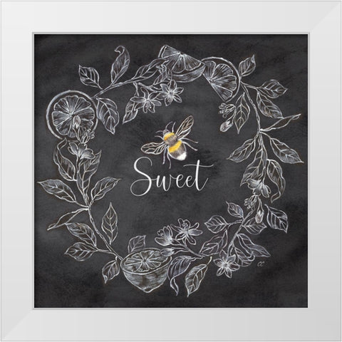 Bee  Sentiment Wreath black IV-Sweet White Modern Wood Framed Art Print by Coulter, Cynthia
