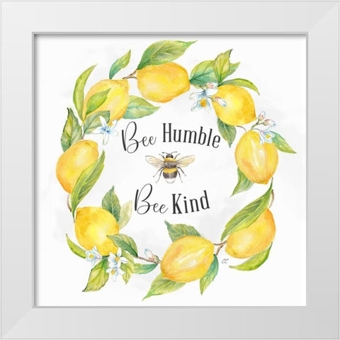 Lemons  And Bees Sentiment I White Modern Wood Framed Art Print by Coulter, Cynthia