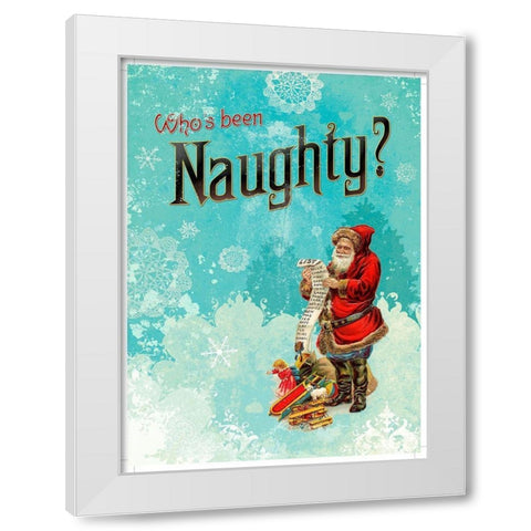 Colorful Christmas VI-Naughty White Modern Wood Framed Art Print by Duirwaigh