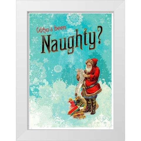 Colorful Christmas VI-Naughty White Modern Wood Framed Art Print by Duirwaigh