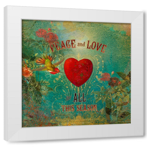 Colorful Christmas VII-Peace and Love White Modern Wood Framed Art Print by Duirwaigh
