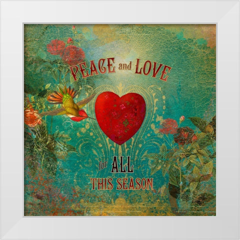Colorful Christmas VII-Peace and Love White Modern Wood Framed Art Print by Duirwaigh