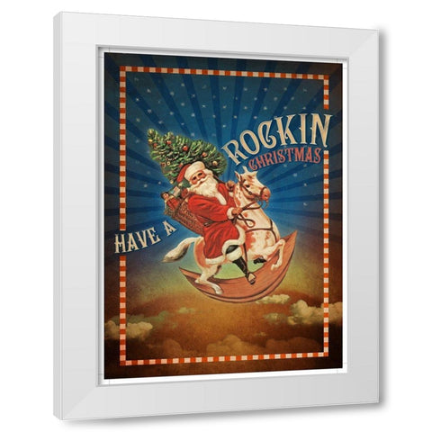 Colorful Christmas IX-Rockin White Modern Wood Framed Art Print by Duirwaigh
