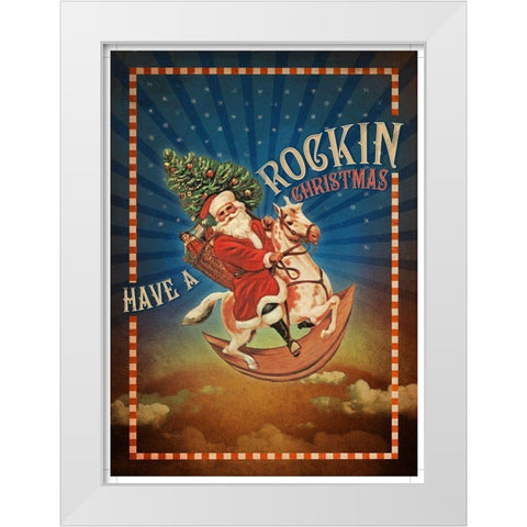Colorful Christmas IX-Rockin White Modern Wood Framed Art Print by Duirwaigh