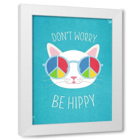 Living  Out Loud VIII-Be Hippy White Modern Wood Framed Art Print by Duirwaigh