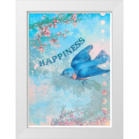 Living  Out Loud IX-Happiness White Modern Wood Framed Art Print by Duirwaigh