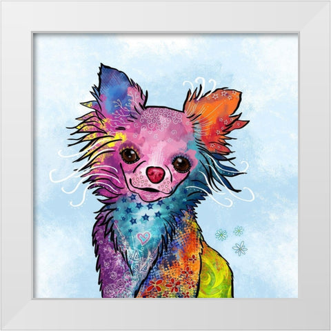 Colorful  Pets I White Modern Wood Framed Art Print by Duirwaigh