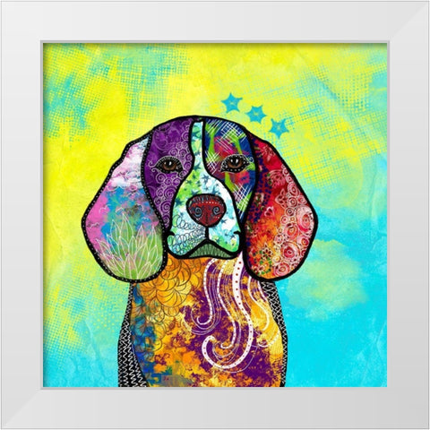 Colorful  Pets V White Modern Wood Framed Art Print by Duirwaigh