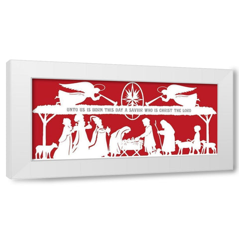 Nativity Unto Us is Born White Modern Wood Framed Art Print by Sowell, Sharyn