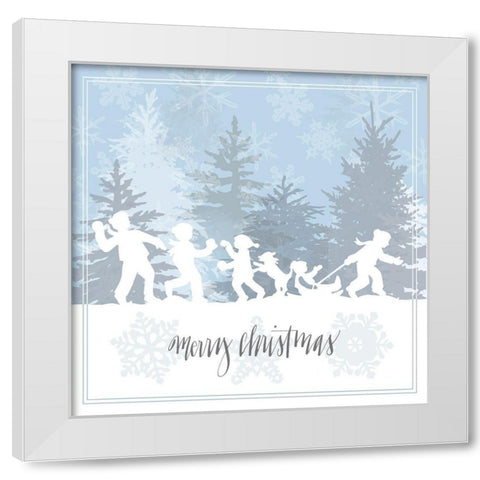Winter Parade Merry White Modern Wood Framed Art Print by Sowell, Sharyn