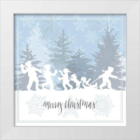 Winter Parade Merry White Modern Wood Framed Art Print by Sowell, Sharyn