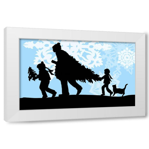 Winter Parade with Snowflakes I White Modern Wood Framed Art Print by Sowell, Sharyn