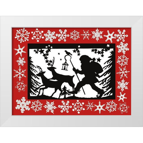 Santa Parade Silhouette White Modern Wood Framed Art Print by Sowell, Sharyn