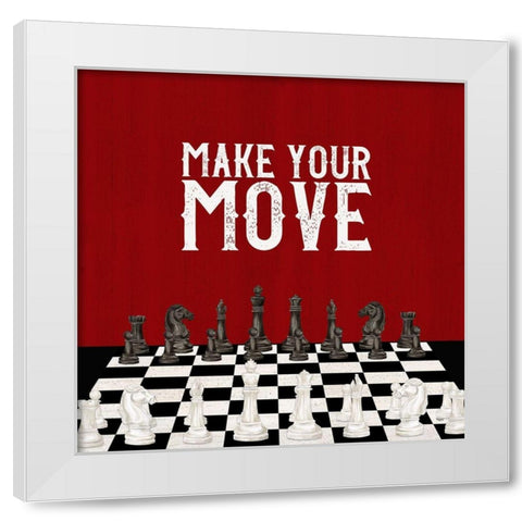 Rather  be Playing Chess red IV-Your Move White Modern Wood Framed Art Print by Reed, Tara