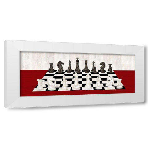 Rather  be Playing Chess board panel red White Modern Wood Framed Art Print by Reed, Tara
