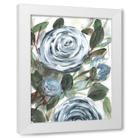Farmhouse  Rose Blue II White Modern Wood Framed Art Print by Chapman, Marcy