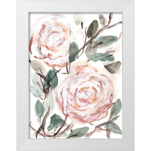 Farmhouse  Bush coral pink I White Modern Wood Framed Art Print by Chapman, Marcy