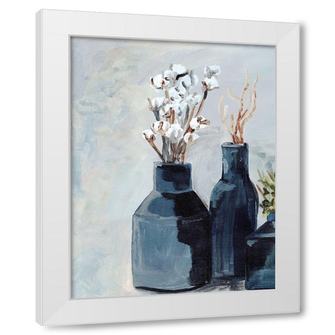 Cotton  Jar in navy White Modern Wood Framed Art Print by Chapman, Marcy