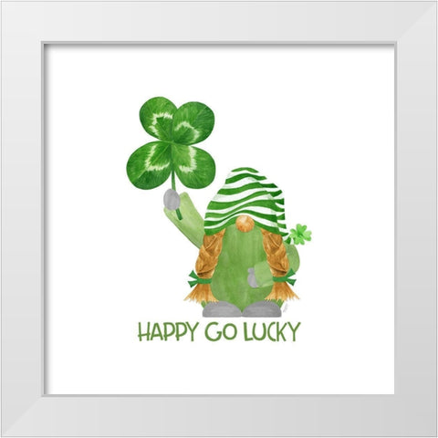 Luck of the Gnomes II-Happy go Lucky White Modern Wood Framed Art Print by Reed, Tara
