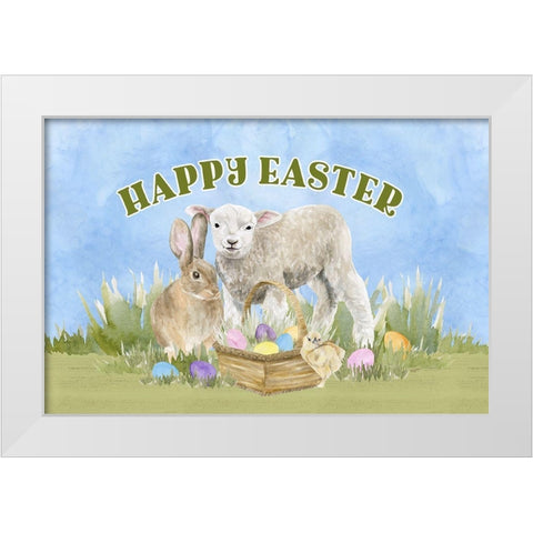 Farmhouse  Easter Sentiment landscape-Happy Easter White Modern Wood Framed Art Print by Reed, Tara
