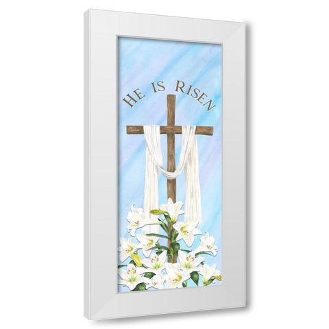 He  is Risen vertical II-Risen White Modern Wood Framed Art Print by Reed, Tara