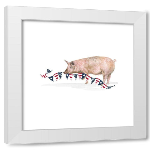 All  American Farmhouse on white V White Modern Wood Framed Art Print by Reed, Tara