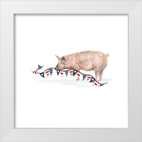 All  American Farmhouse on white V White Modern Wood Framed Art Print by Reed, Tara