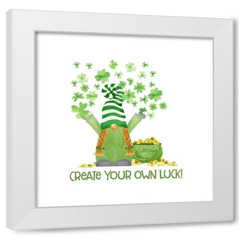 Luck  of the Gnomes IV-Create your Luck White Modern Wood Framed Art Print by Reed, Tara