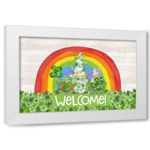 Luck  of the Gnomes landscape-Welcome White Modern Wood Framed Art Print by Reed, Tara