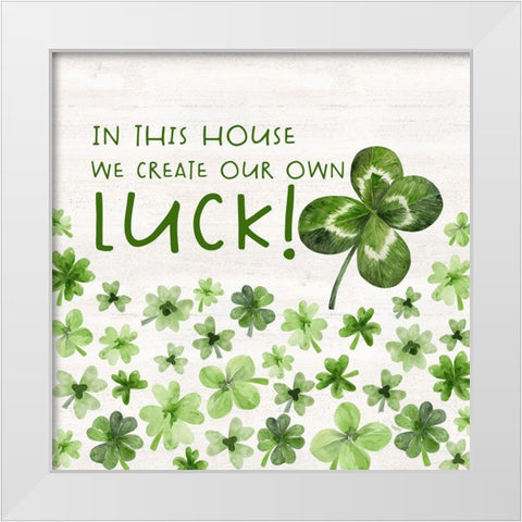 Shamrock  Rainbow Sentiment I-This House White Modern Wood Framed Art Print by Reed, Tara