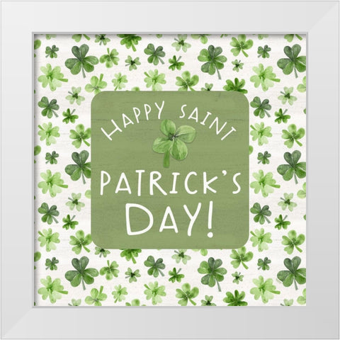 Shamrock  Rainbow Sentiment III-St Patricks White Modern Wood Framed Art Print by Reed, Tara